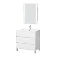 AURLANE - Pack Meuble Salle de Bains 80cm Blanc 3 Tiroirs, Vasque, Miroir 60x80 à Leds intégrées - XENOS - vignette