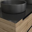 AURLANE - Meuble salle de bains 120cm Chene et noir, Vasques rondes Diam 36cm et Miroir Black Led 120x70 - vignette