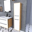 AURLANE - Meuble colonne de douche 30x35 cm suspendu - 2 portes finition blanc mat - vignette