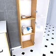AURLANE - Meuble colonne de douche 30x35 cm suspendu - 2 portes finition blanc mat - vignette