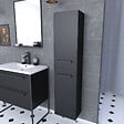 AURLANE - Colonne de salle de bain noir 30x35x150 cm avec 2 portes et poignées noir mat - STRUCTURA F050 - vignette