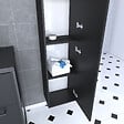 AURLANE - Colonne de salle de bain noir 30x35x150 cm avec 2 portes et poignées noir mat - STRUCTURA F050 - vignette