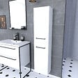AURLANE - Colonne de salle de bain blanche 30x35x150 cm - 2 portes blanches poignees noir mat - STRUCTURA P015 - vignette