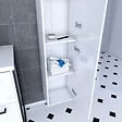 AURLANE - Colonne de salle de bain blanche 30x35x150 cm - 2 portes blanches poignees noir mat - STRUCTURA P015 - vignette