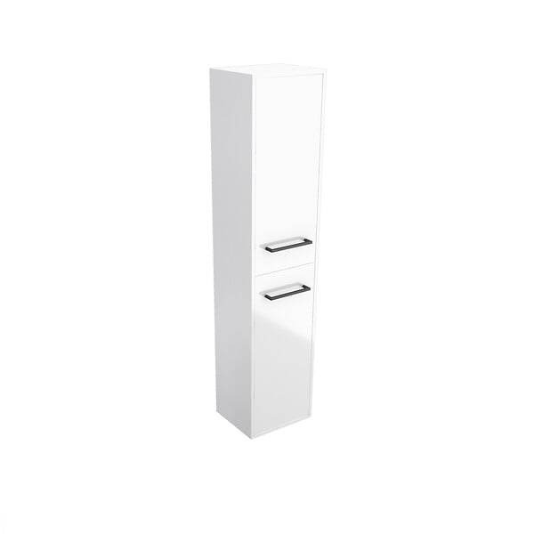 AURLANE - Colonne de salle de bain blanche 30x35x150 cm - 2 portes blanches poignees noir mat - STRUCTURA P015 - large