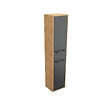 AURLANE - Colonne de salle de bain chene brun 30x35x150 cm avec 2 portes et poignees noir mat - STRUCTURA F083 - vignette