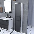AURLANE - Colonne de salle de bain blanche 30x35x150 cm avec 2 portes et poignées noir mat - STRUCTURA P026 - vignette