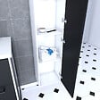 AURLANE - Colonne de salle de bain blanche 30x35x150 cm avec 2 portes et poignées noir mat - STRUCTURA P026 - vignette