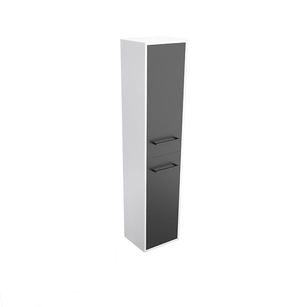 AURLANE - Colonne de salle de bain blanche 30x35x150 cm avec 2 portes et poignées noir mat - STRUCTURA P026 - large