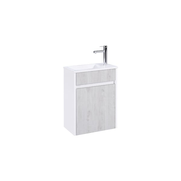 AURLANE - Meuble Lave Mains MINI 40x50x22 cm - Gris et Blanc - large