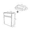 AURLANE - Meuble Lave Mains MINI 40x50x22 cm - Gris et Blanc - vignette