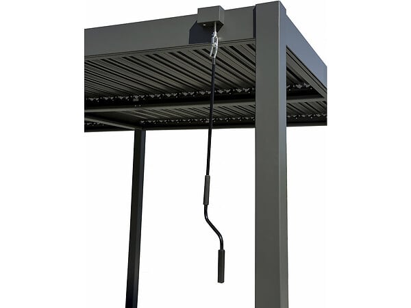 HABITAT ET JARDIN - Pergola bioclimatique avec store en aluminium "Kensington" - 3 x 5 m - Gris - large