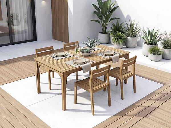 HABITAT ET JARDIN - Table de jardin extensible en bois 180/240 cm "Valladolid" – 6 à 10 places - Marron - large