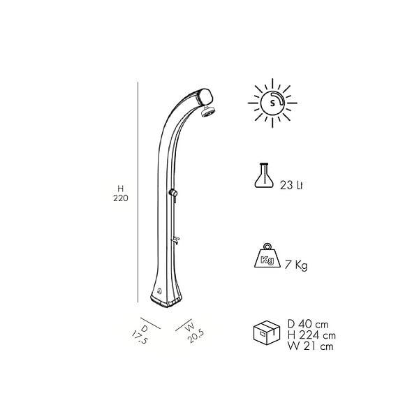 ARKEMA DESIGN - Arkema Design Happy - Douche solaire pour piscine avec lave-pieds, anthracite (H120/7016) - large