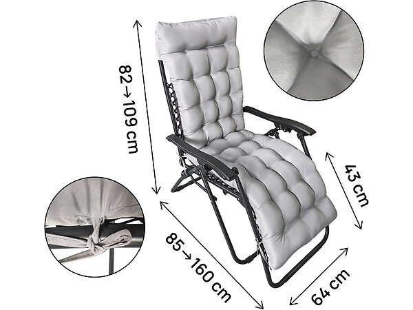 HABITAT ET JARDIN - Lot de 2 fauteuils de jardin inclinable zéro gravité avec coussin matelassé "Sintra" - Noir - large