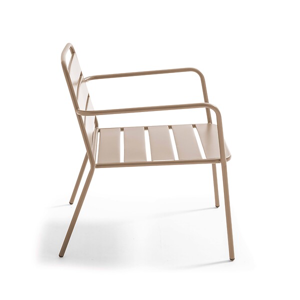 OVIALA - Fauteuil de jardin bas en métal taupe - Palavas - large