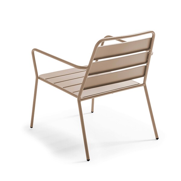 OVIALA - Fauteuil de jardin bas en métal taupe - Palavas - large