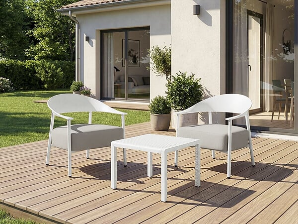 HABITAT ET JARDIN - Lot de 2 fauteuils de jardin en plastique et en métal "Céora" - Blanc - large