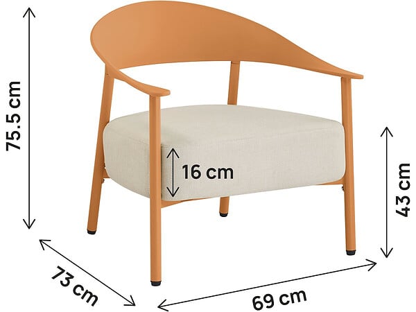 HABITAT ET JARDIN - Lot de 2 fauteuils de jardin en plastique et métal "Céora" - Orange - large