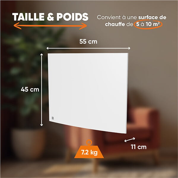 BESTHERM - Radiateur électrique fixe à inertie sèche fonte - BESTHERM - BIA 1000W - horizontal blanc - large