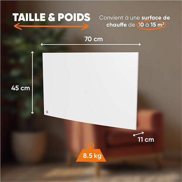 BESTHERM - Radiateur électrique fixe à inertie sèche fonte - BESTHERM - BIA 1500W - horizontal blanc - large