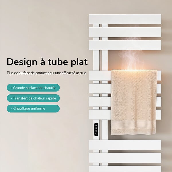 EMKE - EMKE Sèche-serviettes Électrique Salle de Bain WiFi 1300x500 mm 440W, Blanc, Chauffe-serviettes Électrique - large