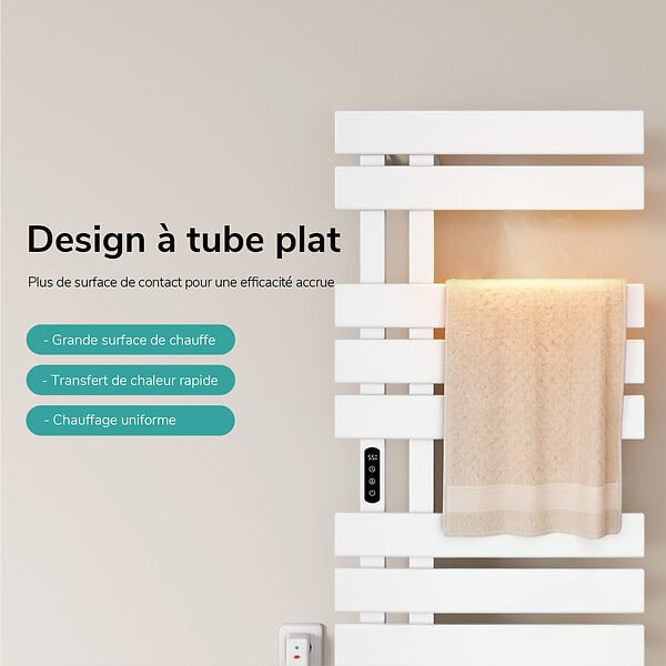 EMKE - EMKE Sèche-serviettes Électrique Salle de Bain WiFi 850x400 mm 230W, Blanc, Chauffe-serviettes Électrique - large