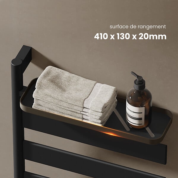 EMKE - EMKE Sèche-serviettes électrique, rotatif à 180, 76 x 45 cm, sèche-serviettes et radiateur pour salle de bain, Blanc - large