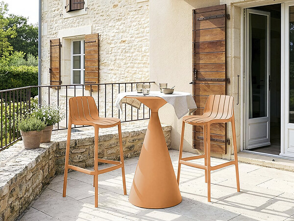 HABITAT ET JARDIN - Lot de 2 chaises hautes de jardin empilable "Vaena" - Orange - large