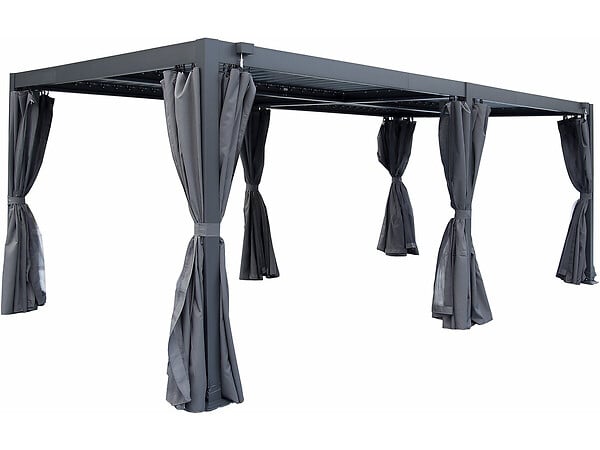 HABITAT ET JARDIN - Rideau pour pergola bioclimatique "Kensington" - 3 x 6 m - Gris - large