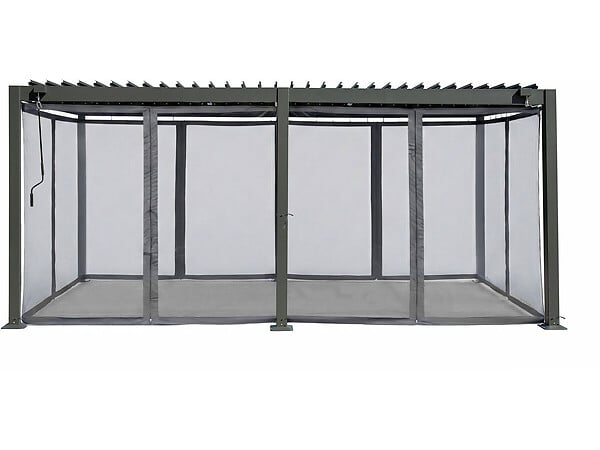 HABITAT ET JARDIN - Rideau pour pergola bioclimatique "Kensington" - 3 x 6 m - Gris - large