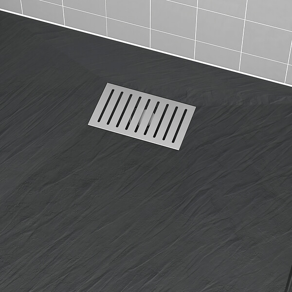 AURLANE - Grille rainurée en inox pour receveur - 20.15x12.3x0.55cm - ROCK 2 GRID LINE - large