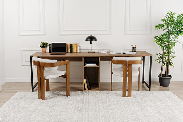 HABITAT ET JARDIN - Bureau en bois "Twin Study Desk" - 240 x 60 x 74 cm - Pin atlantiqueNoir - large