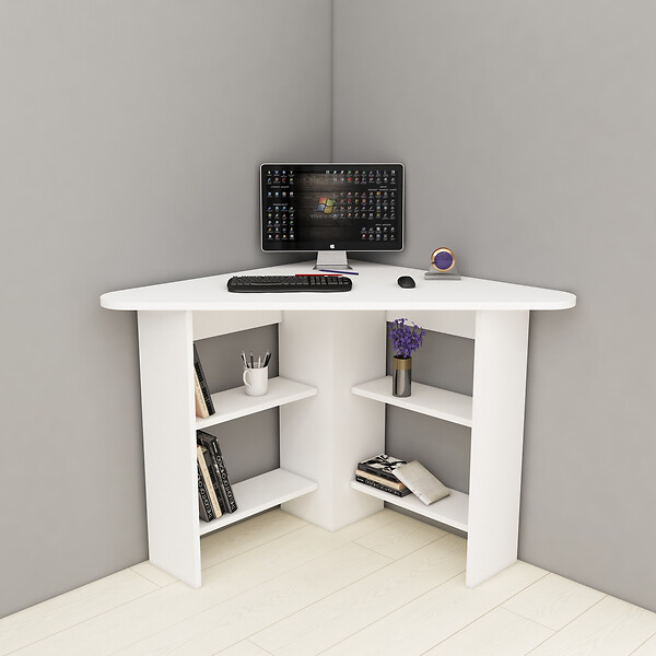 HABITAT ET JARDIN - Bureau en bois "Corner " - 80 x 80 x 73 cm - Blanc - large