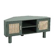 OVIALA - Meuble TV d'angle 120 cm en rotin synthétique scandinave vert foncé - Adam - vignette