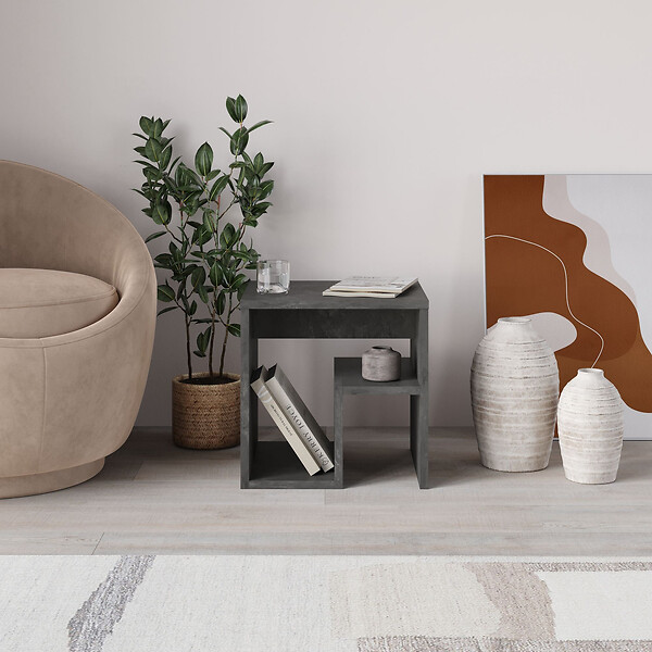 HABITAT ET JARDIN - table d'appoint en bois "Bon" 40 x 35 x 40 cm - Gris rétro - large