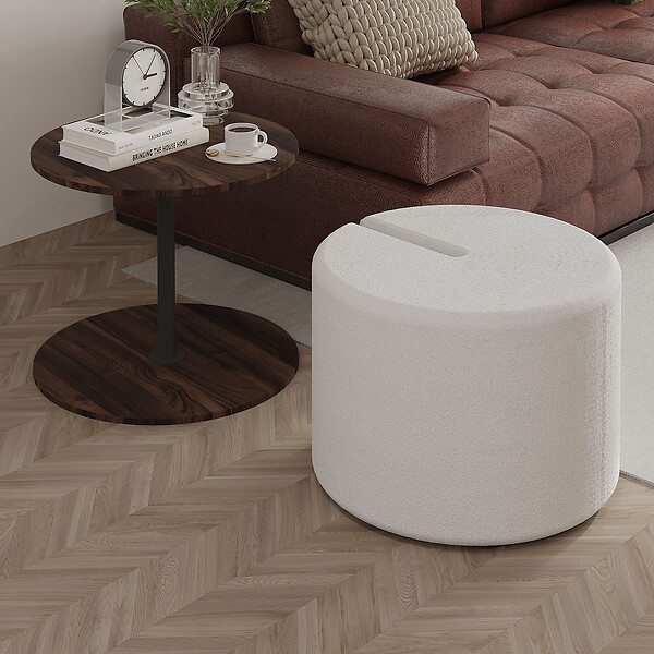 HABITAT ET JARDIN - Table d'appoint avec pouf en bois "Vexana" - 43 x 43 x 47 cm - Marron - large