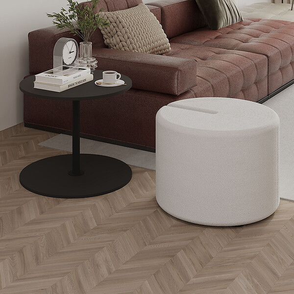 HABITAT ET JARDIN - Table d'appoint avec pouf en bois "Vexana" - 43 x 43 x 47 cm - Gris anthracite - large