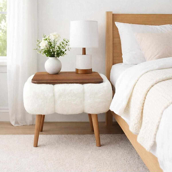 HABITAT ET JARDIN - Table d'appoint en bois "Papatya 35x45" - 45 x 35 x 44 cm - Blanc - large