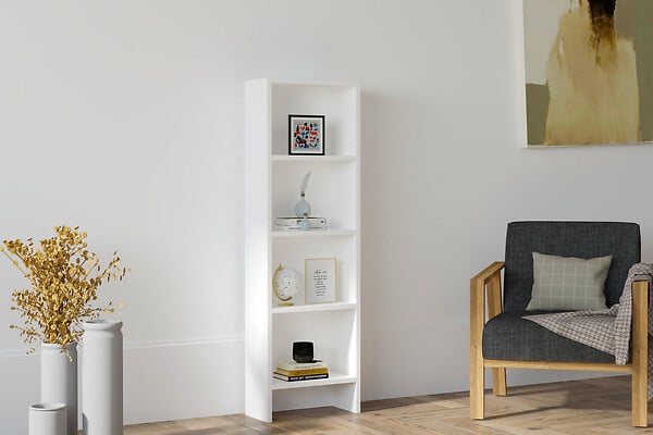 HABITAT ET JARDIN - Bibliothèque en bois "Barkin" - 40 x 19 x 150 cm - Blanc - large