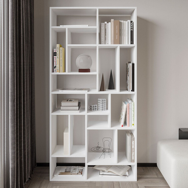 HABITAT ET JARDIN - Bibliothèque en bois "Nicola" - 90 x 30 x 180 cm - Blanc - large