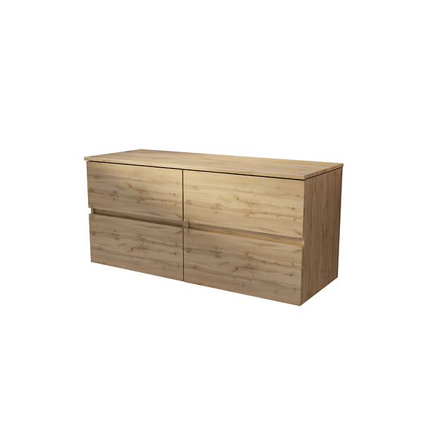 AURLANE - Meuble de Salle de Bains 120 cm à Tiroirs avec Plan Finition Chêne Naturel - TIMBER - large