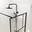 AURLANE - Paroi de Douche à l'Italienne Serigraphie type Briques - 70x195cm - Profile Noir Mat - Verre 5mm - vignette