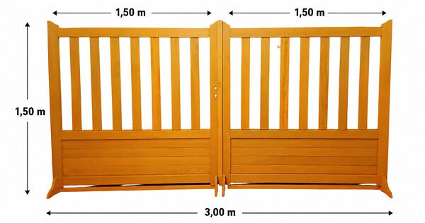 GD MENUISERIES - Portail En Bois Ajouree Traverse Droit L3m x H1,50 (sans quincaillerie) - large