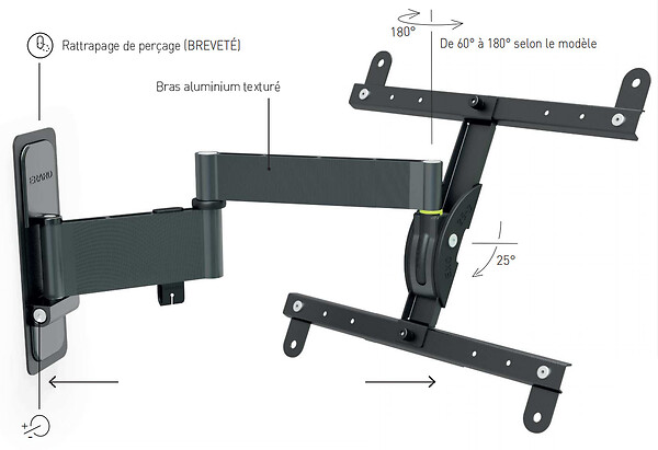 ERARD - Support Mural Inclinable/orientable Pour écran 30 à 55 - 048240 - large