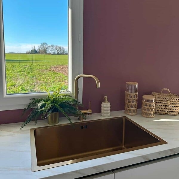 ESSEBAGNO - Luisa évier 1 grande cuve seule 76x45 en inox or brossé - large