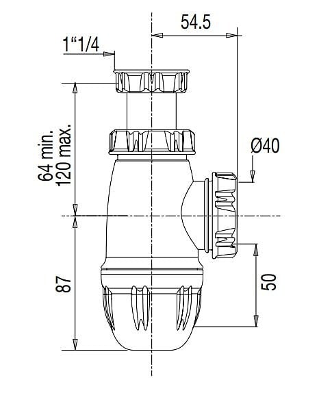 VALENTIN - Siphon lavabo spécial sortie D40 hauteur réglable - VALENTIN - 00 610200 001 00 - large