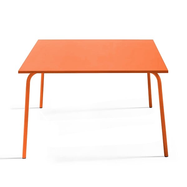 OVIALA - Table de jardin carrée en métal 8 places 120 cm orange - Palavas - large
