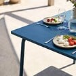 OVIALA - Table de jardin carrée en métal 8 places 120 cm bleu pacific - Palavas - vignette