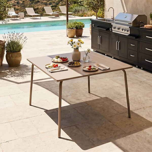 OVIALA - Table de jardin carrée en acier 8 places 120 cm taupe  - Palavas - large
